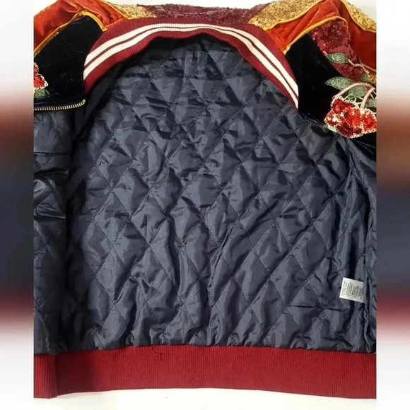 Dance & Marvel Women's Full Zip Retro Y2k DiscoGlitter Bomber Jacket Size  Small - Picture 6 of 8